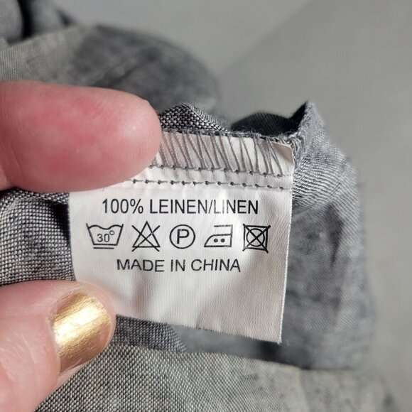 Umberto Valati Uomo Italia Women Gray Embroidered Linen Tunic Shirt Size XXL - Picture 5 of 10